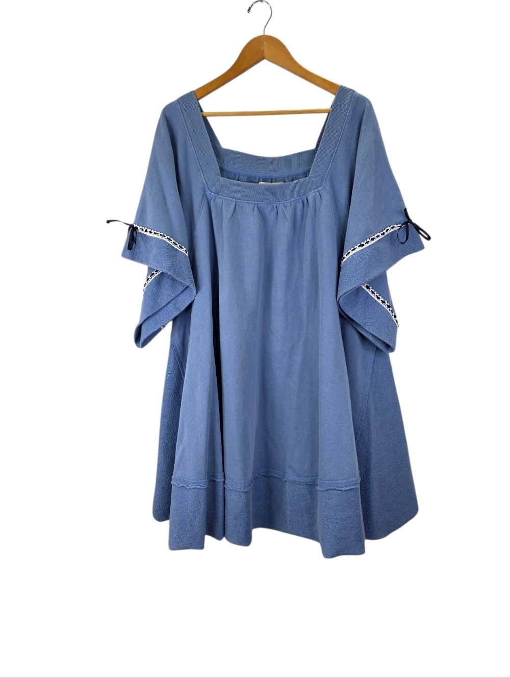 New Free People Astoria Sweatshirt Tunic Dress Oversized Ribbon Lace‎ Cotton M